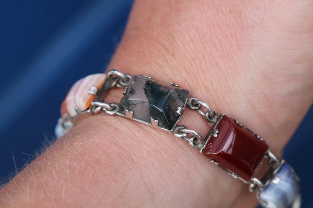 Vintage Scottish Sterling Silver Multi Gemstone Bracelet | Edinburgh 1975 — view 7