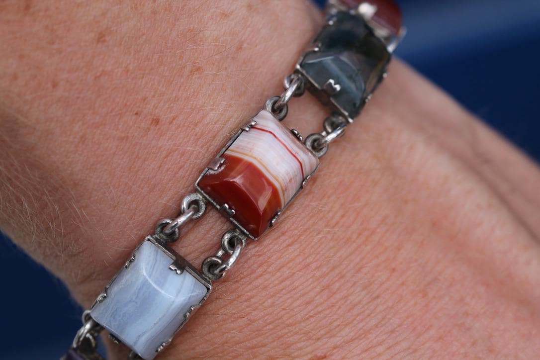 Vintage Scottish Sterling Silver Multi Gemstone Bracelet | Edinburgh 1975 — view 8