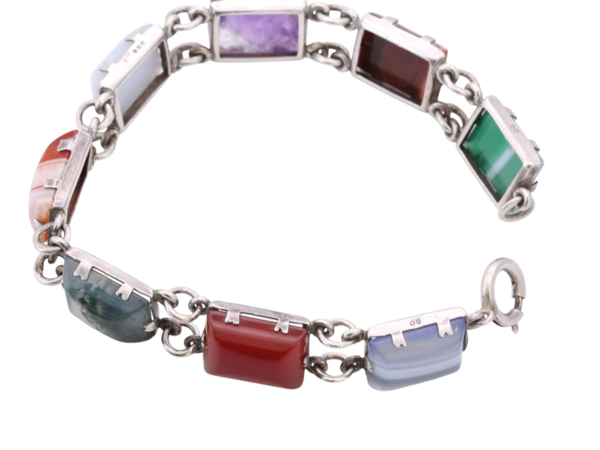 Vintage Scottish Sterling Silver Multi Gemstone Bracelet | Edinburgh 1975 — view 10
