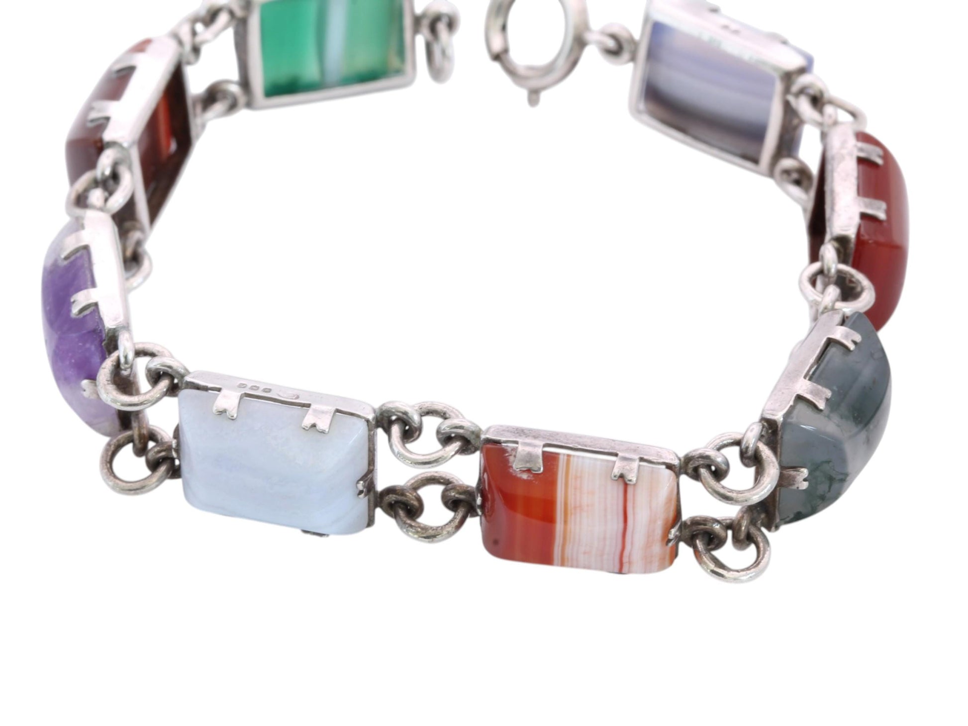 Vintage Scottish Sterling Silver Multi Gemstone Bracelet | Edinburgh 1975 — view 12