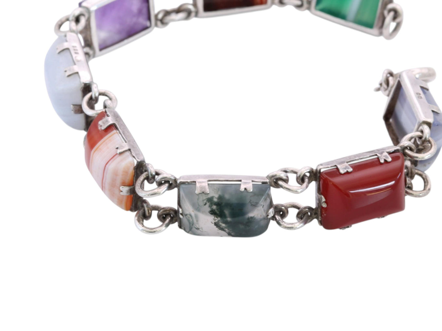 Vintage Scottish Sterling Silver Multi Gemstone Bracelet | Edinburgh 1975 — view 13