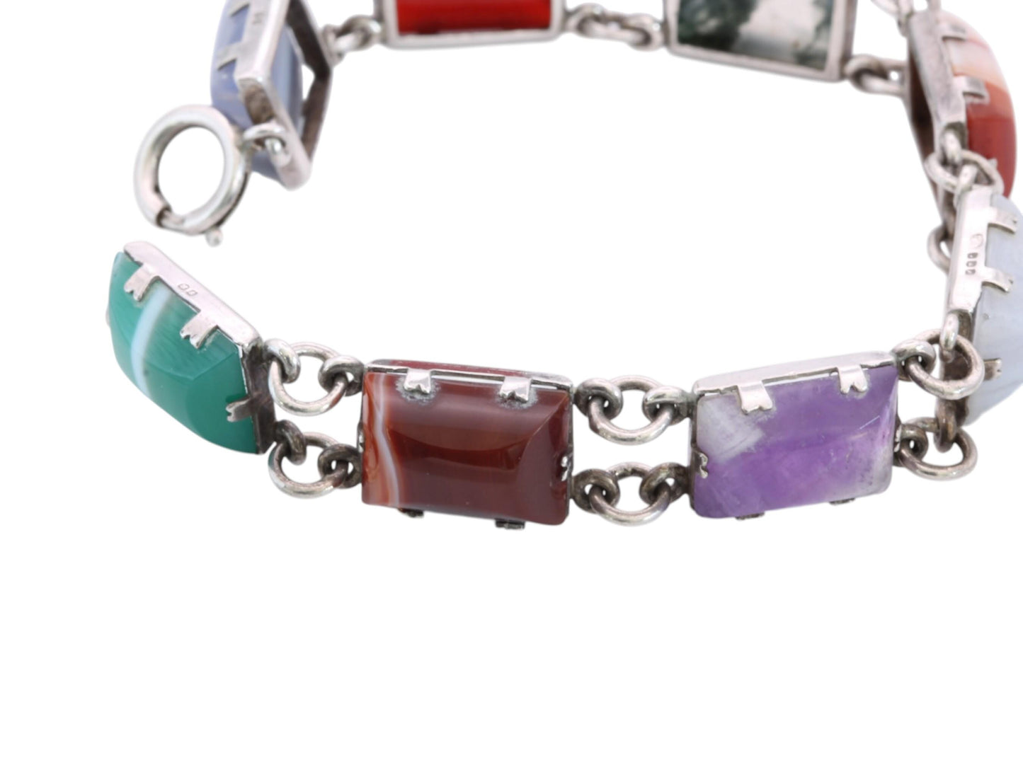 Vintage Scottish Sterling Silver Multi Gemstone Bracelet | Edinburgh 1975 — view 14