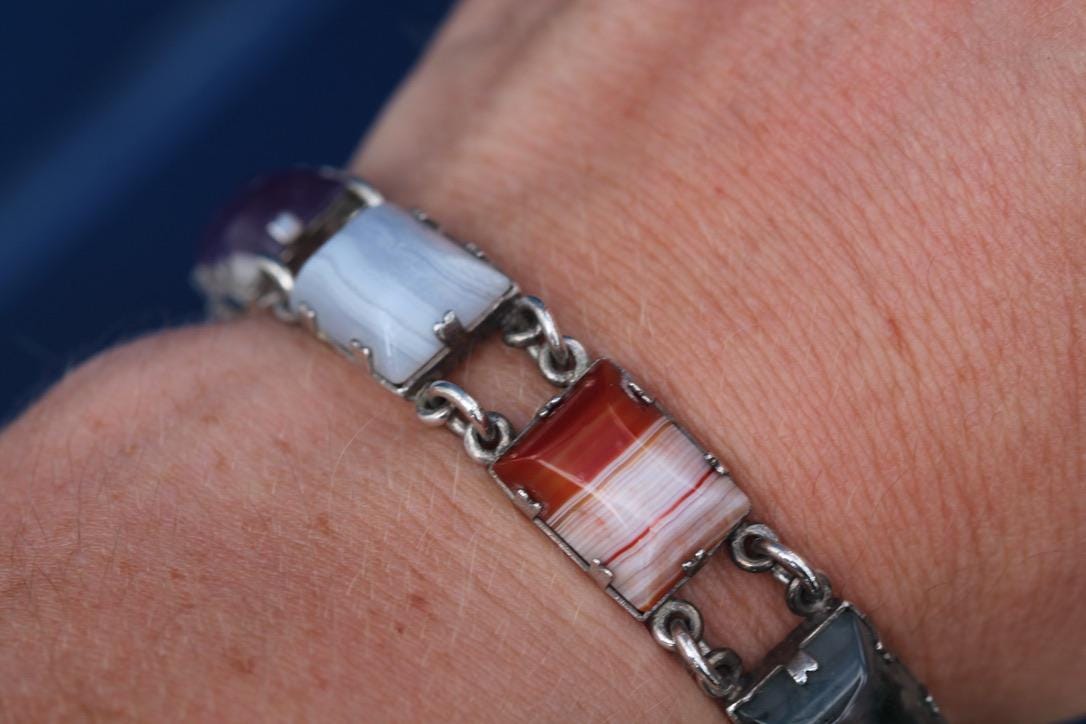 Vintage Scottish Sterling Silver Multi Gemstone Bracelet | Edinburgh 1975 — view 15