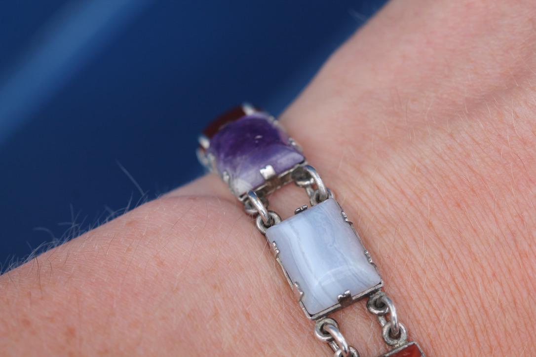 Vintage Scottish Sterling Silver Multi Gemstone Bracelet | Edinburgh 1975 — view 16