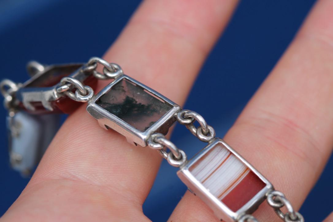 Vintage Scottish Sterling Silver Multi Gemstone Bracelet | Edinburgh 1975 — view 18