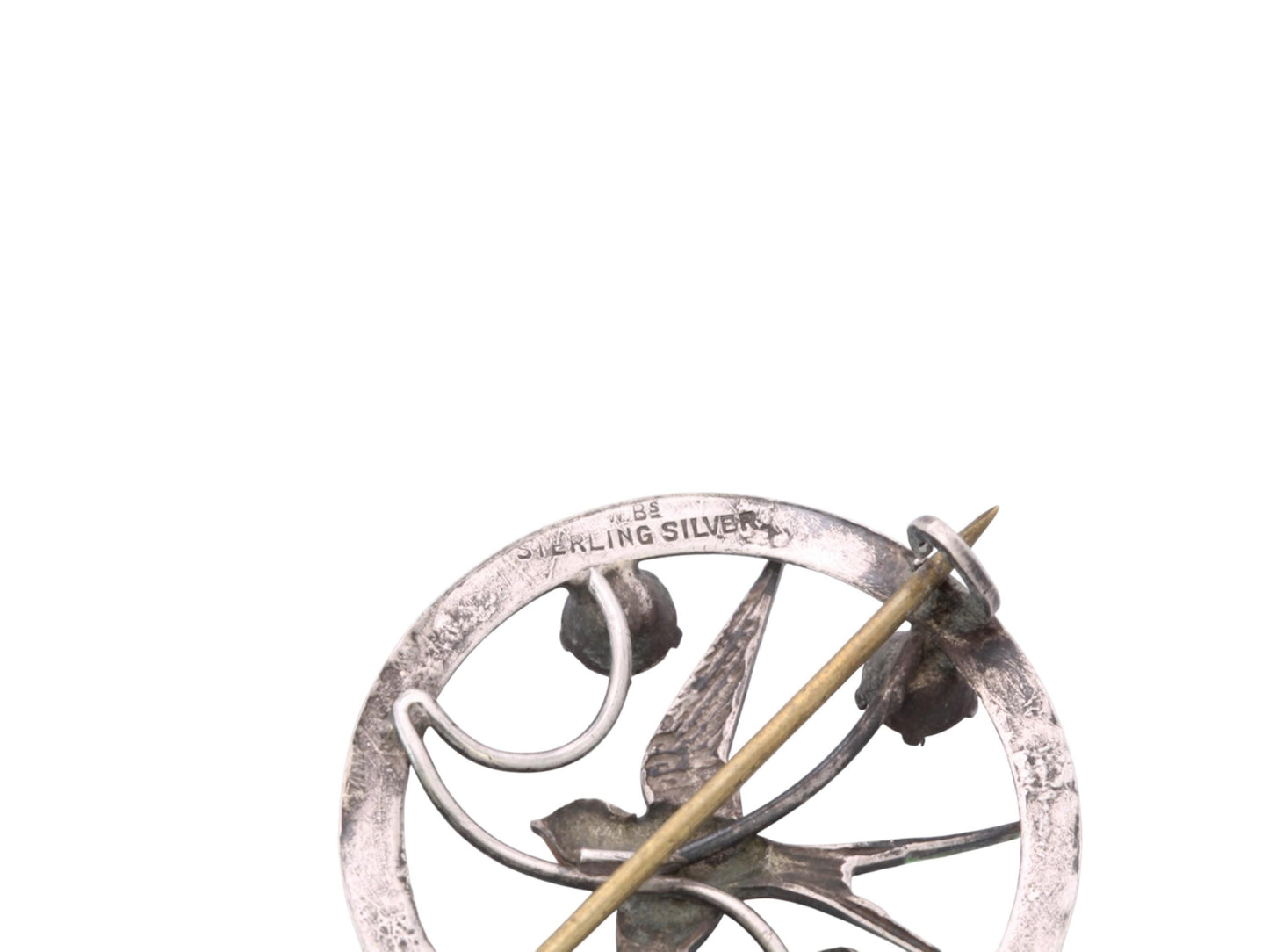 Vintage Sterling Silver Enamel Swallow Brooch | Mid-Century c.1950 — view 6