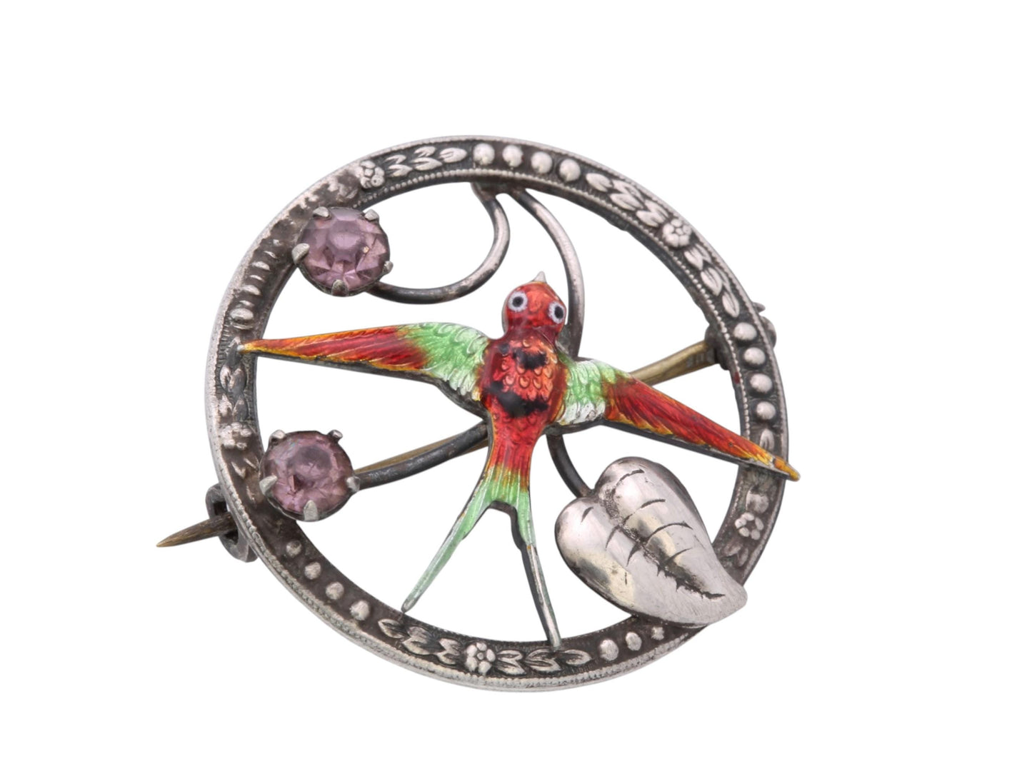 Vintage Sterling Silver Enamel Swallow Brooch | Mid-Century c.1950 — view 14