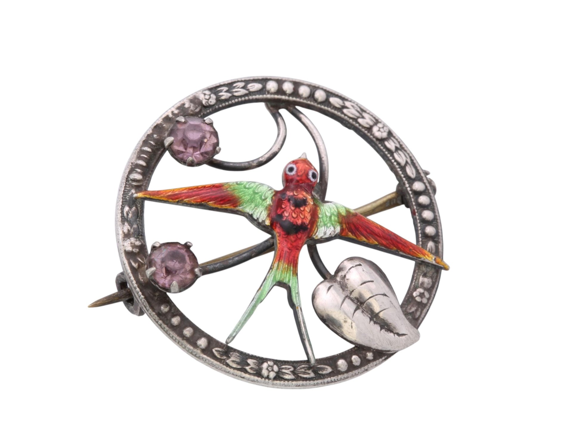 Vintage Sterling Silver Enamel Swallow Brooch | Mid-Century c.1950 — view 14
