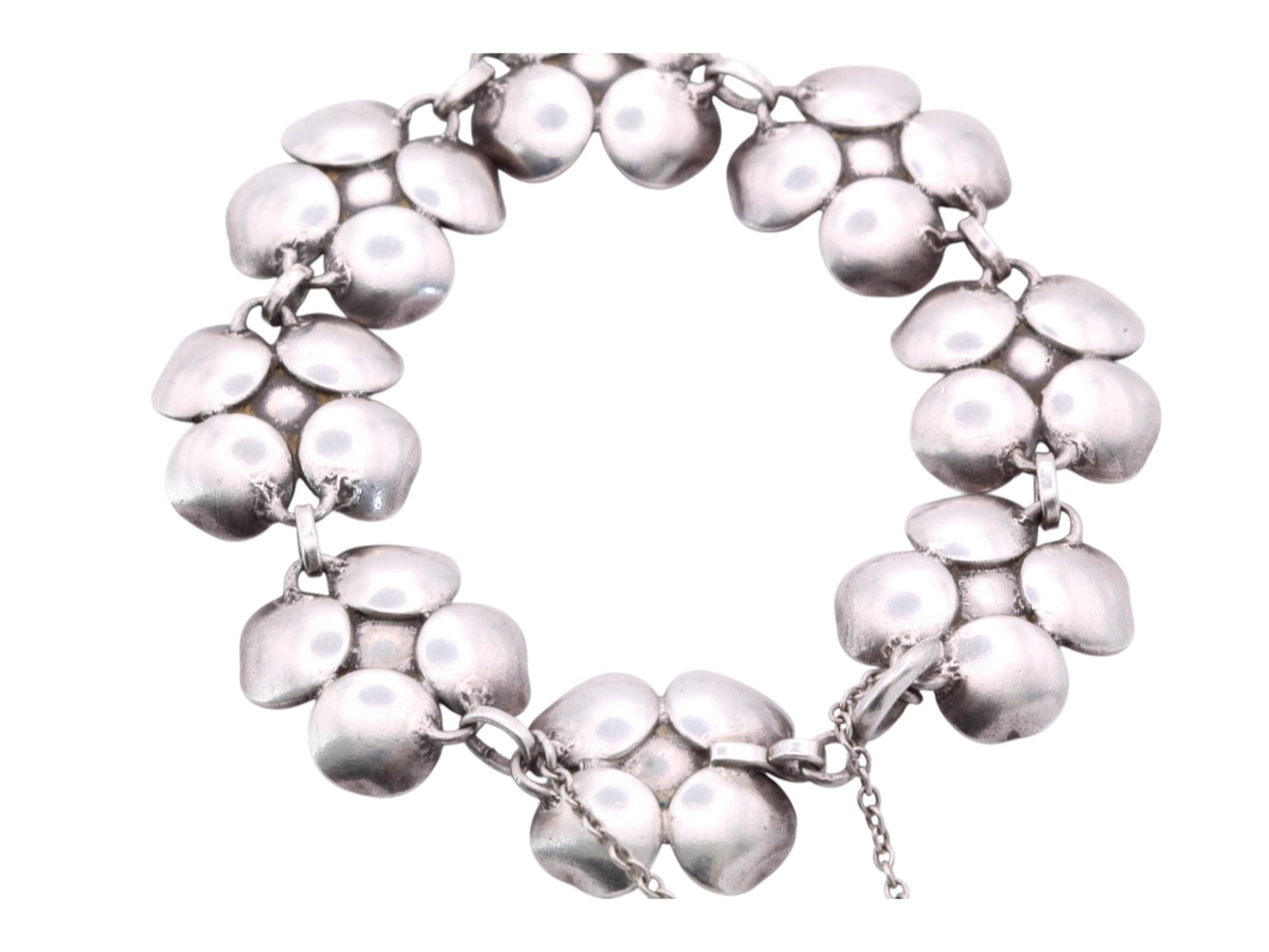Vintage Sterling Silver Pink Enamel Flower Bracelet | c.1960 — view 5