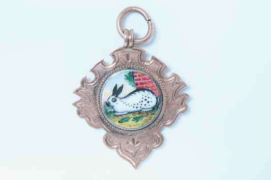 antique-gold-enamel-rabbit-pendant