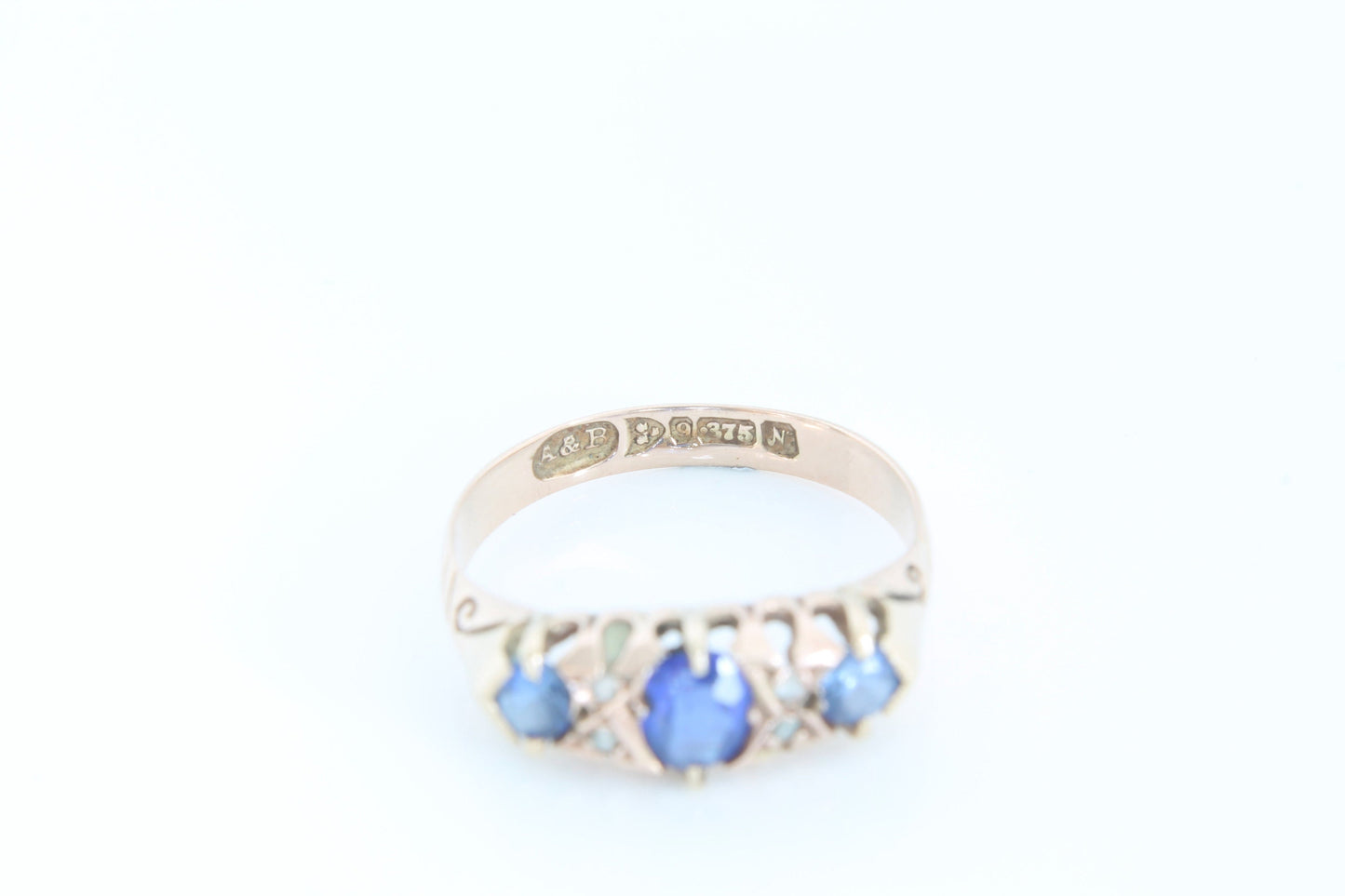 antique-9ct-gold-diamond-and-blue-paste-ring