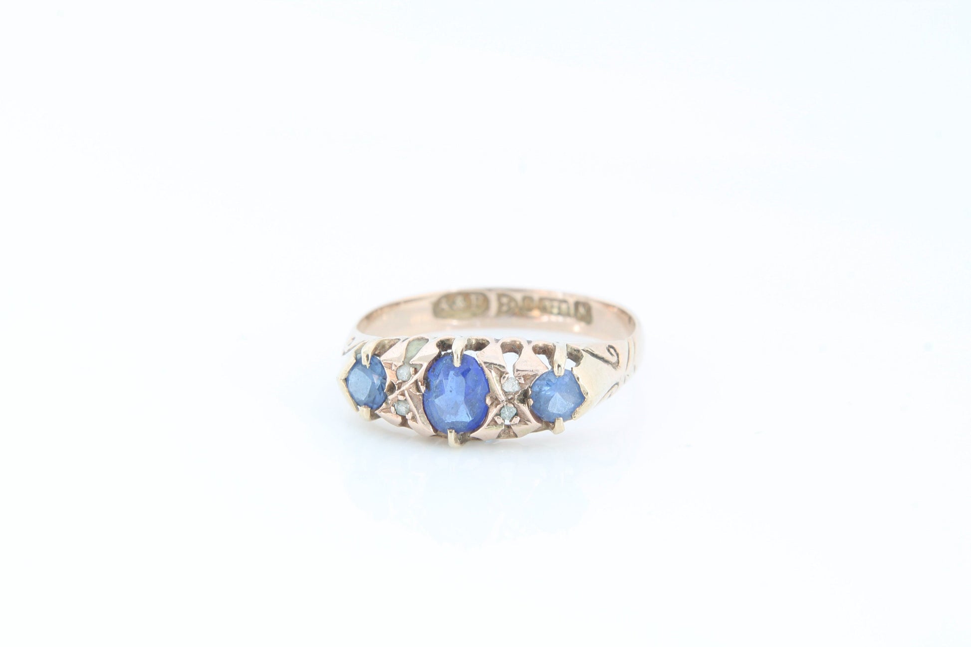 antique-9ct-gold-diamond-and-blue-paste-ring