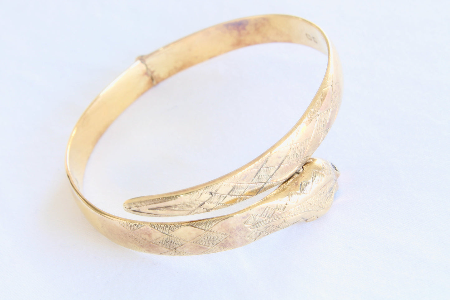 vintage-silver-and-22ct-gold-vermeil-snake-bangle