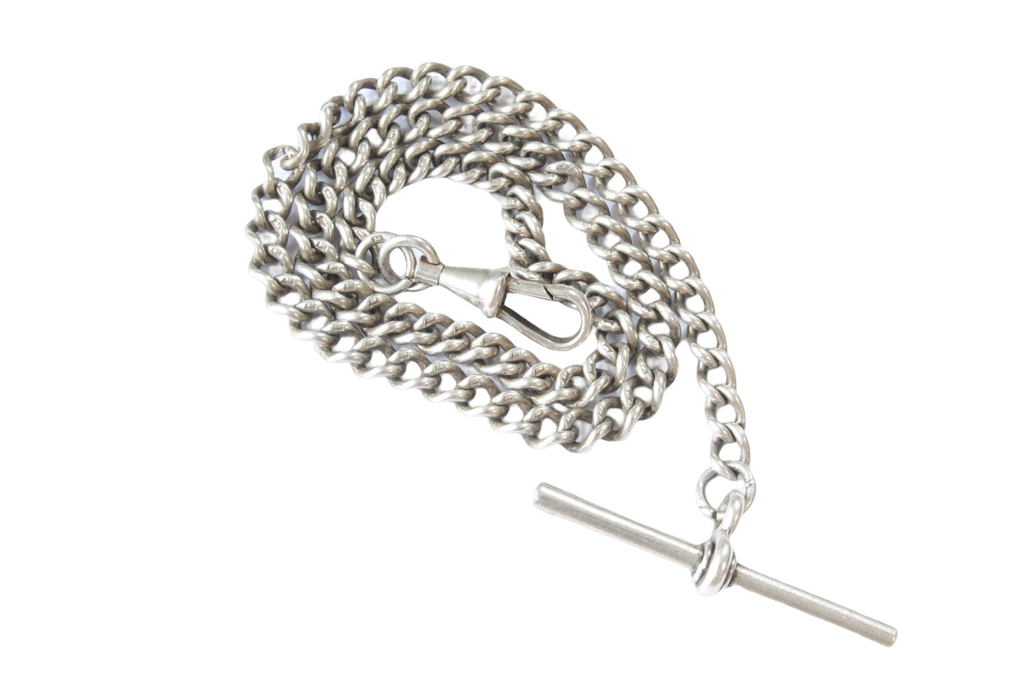 Antique Sterling Silver Pocket Watch Albert Chain Necklace