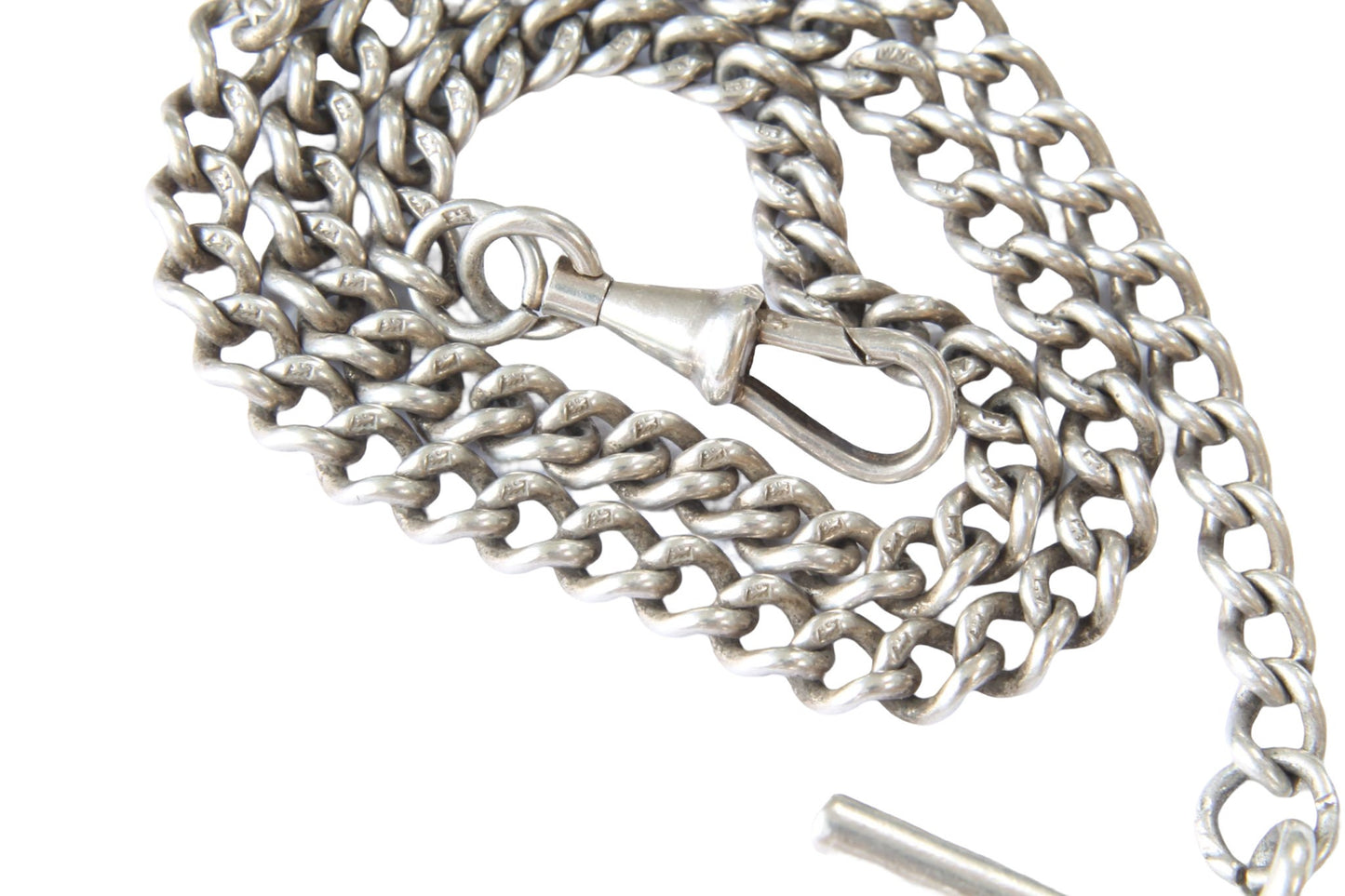 Antique Sterling Silver Pocket Watch Albert Chain Necklace