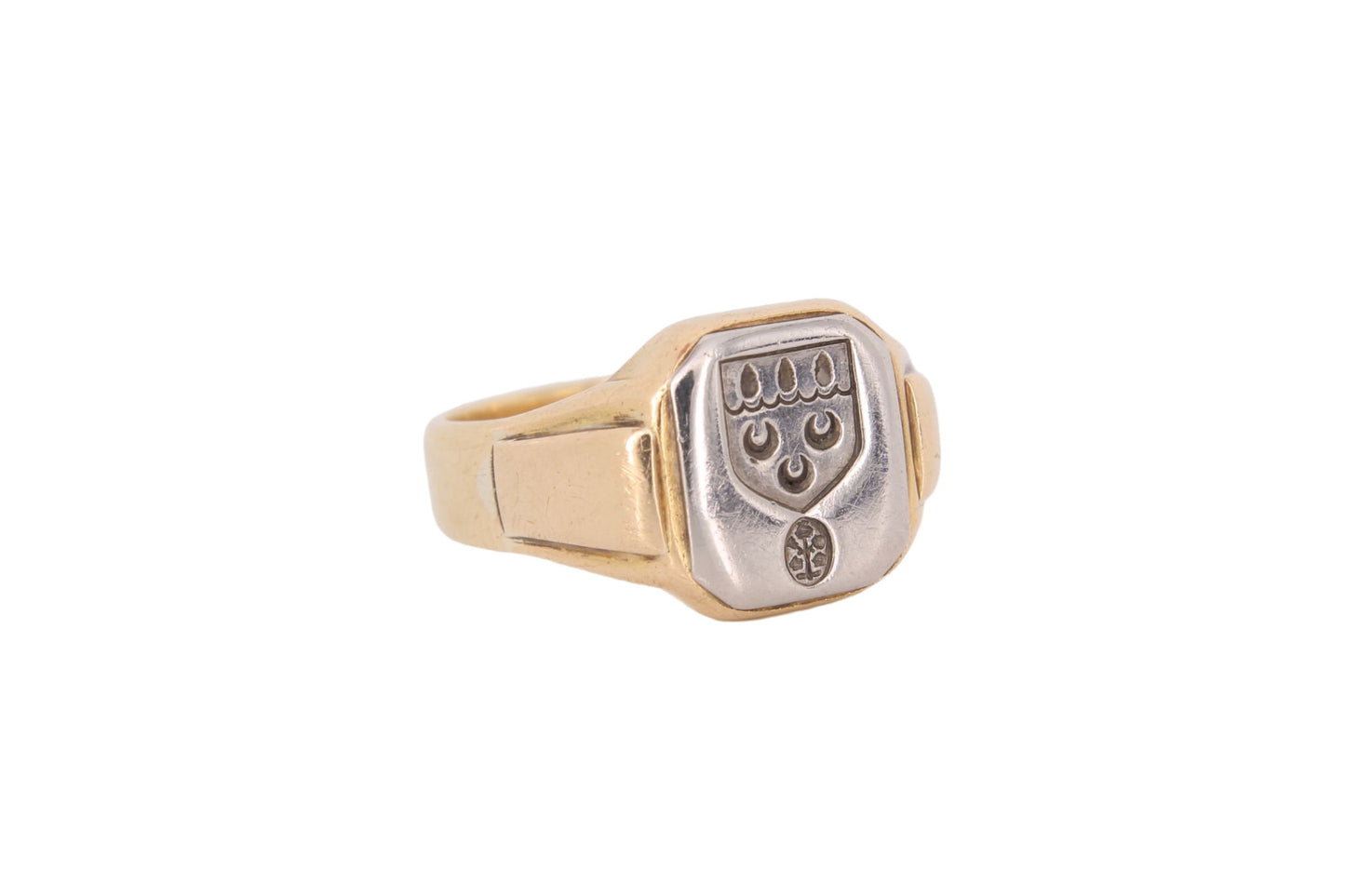 antique-18ct-gold-platinum-coat-of-arms-crest-signet-ring-13-6g