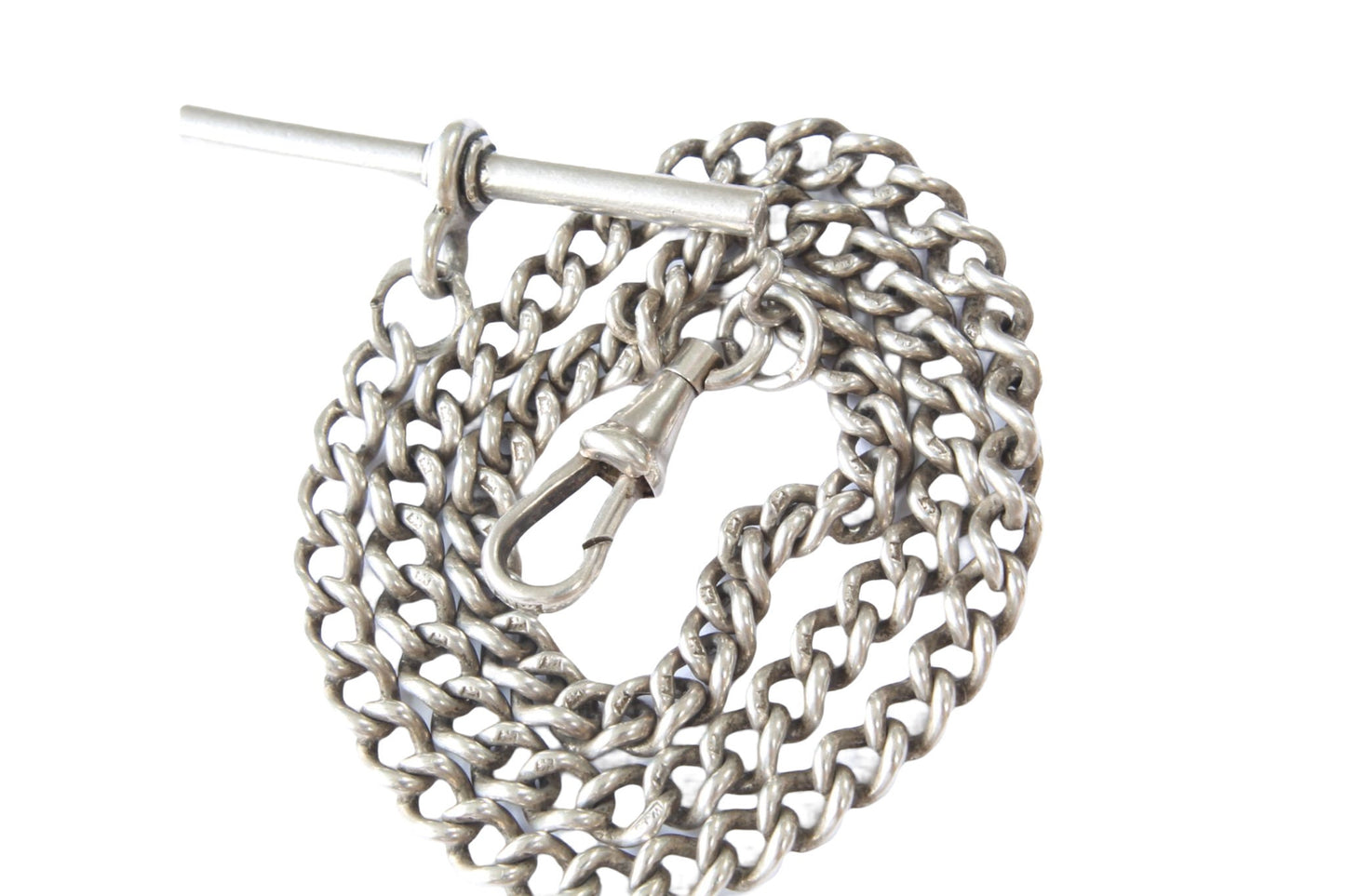 Antique Sterling Silver Pocket Watch Albert Chain Necklace