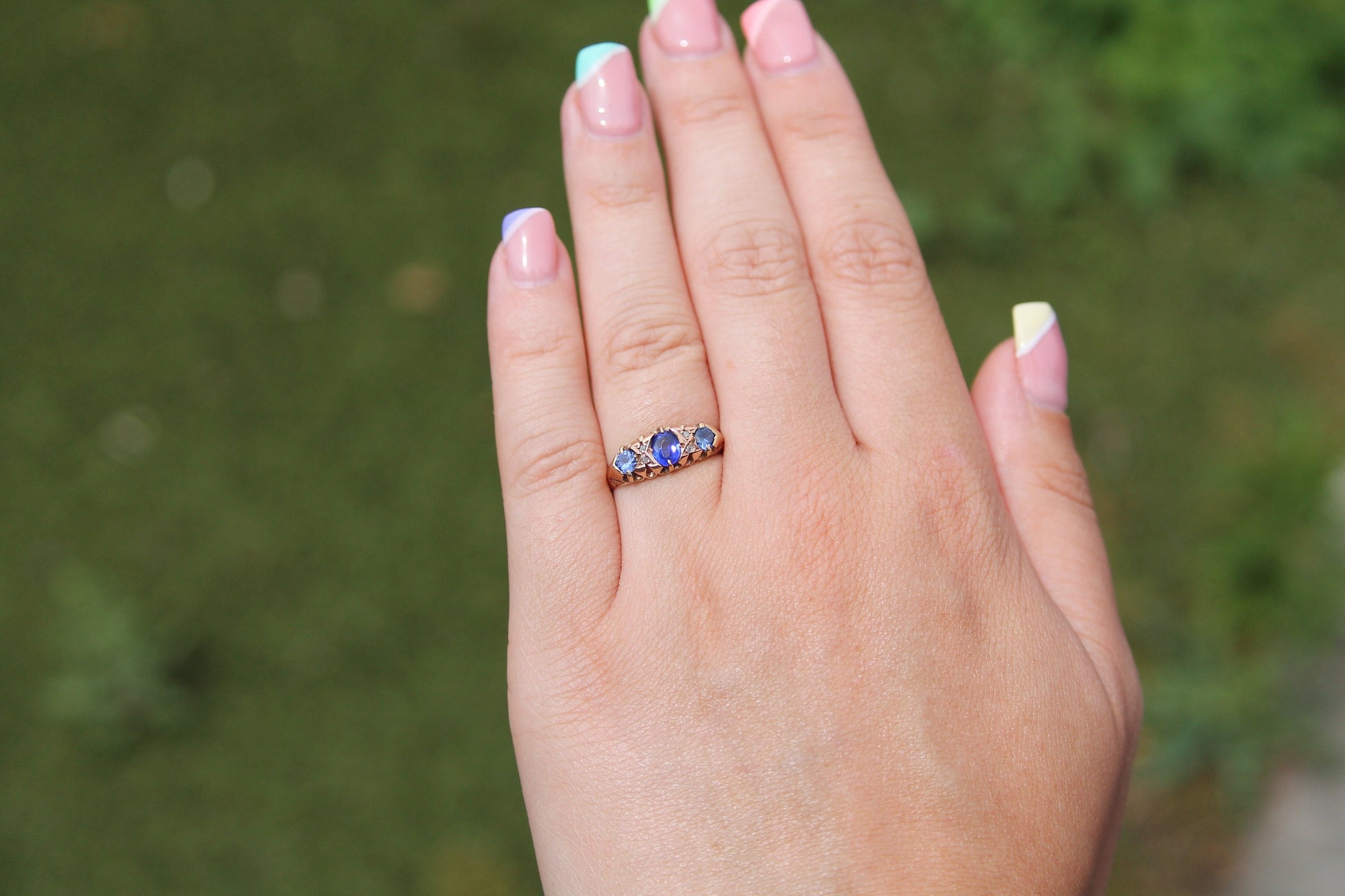 antique-9ct-gold-diamond-and-blue-paste-ring