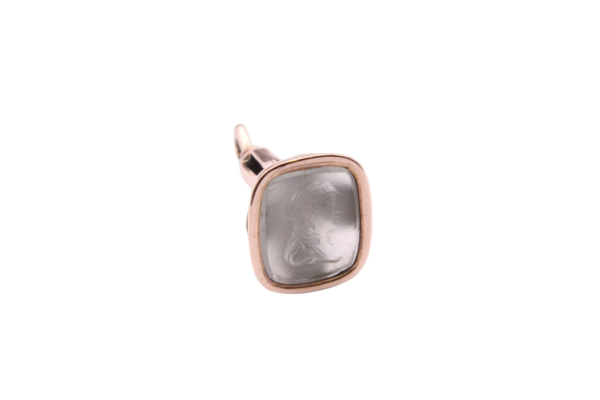 antique-9ct-rose-gold-chalcedony-intaglio-crest-pendant
