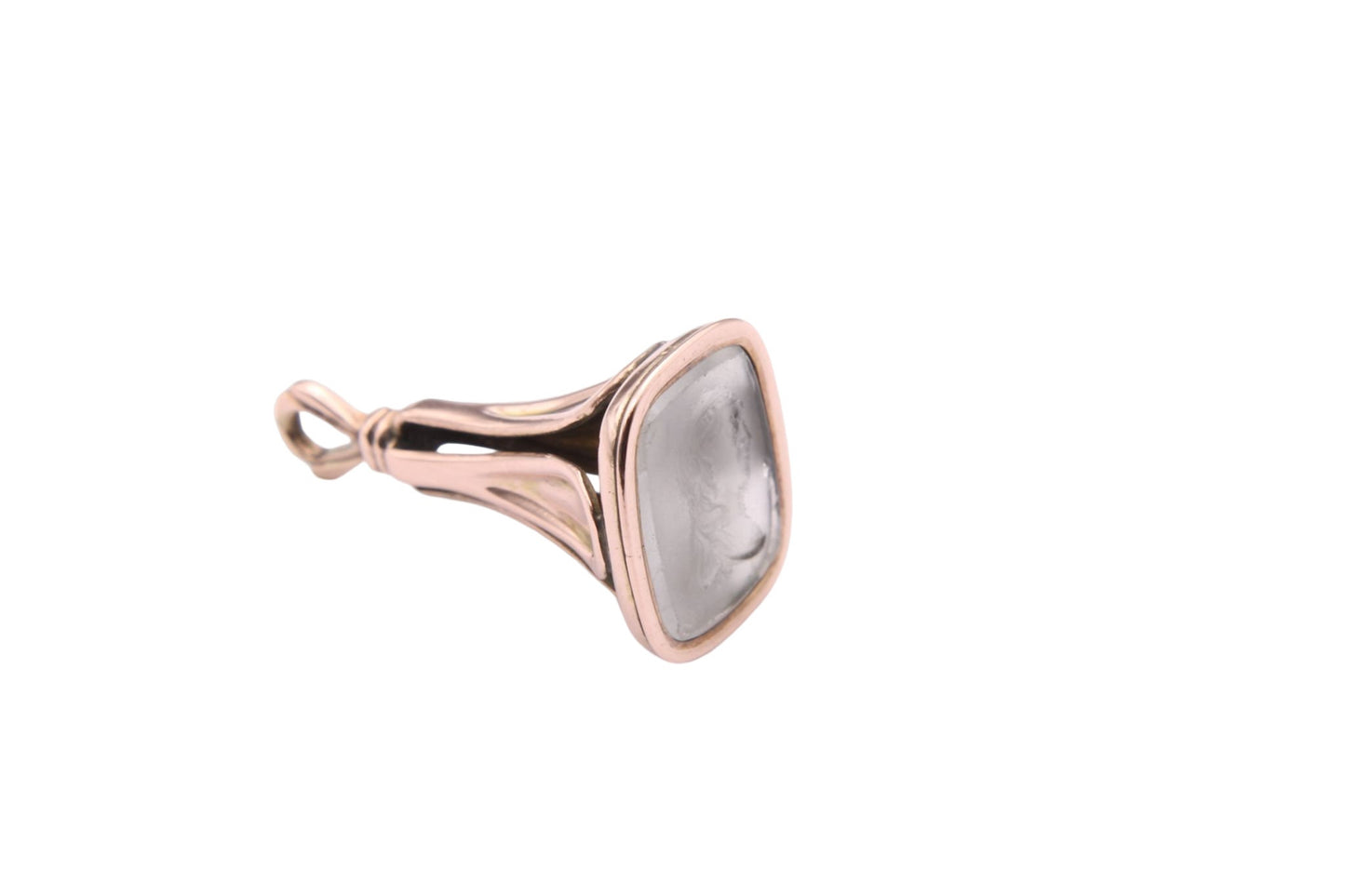 antique-9ct-rose-gold-chalcedony-intaglio-crest-pendant