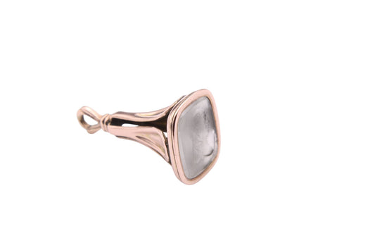 antique-9ct-rose-gold-chalcedony-intaglio-crest-pendant