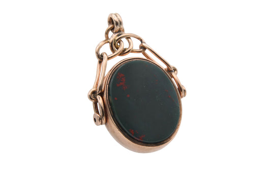 edwardian-9ct-gold-bloodstone-carnelian-swivel-pendant