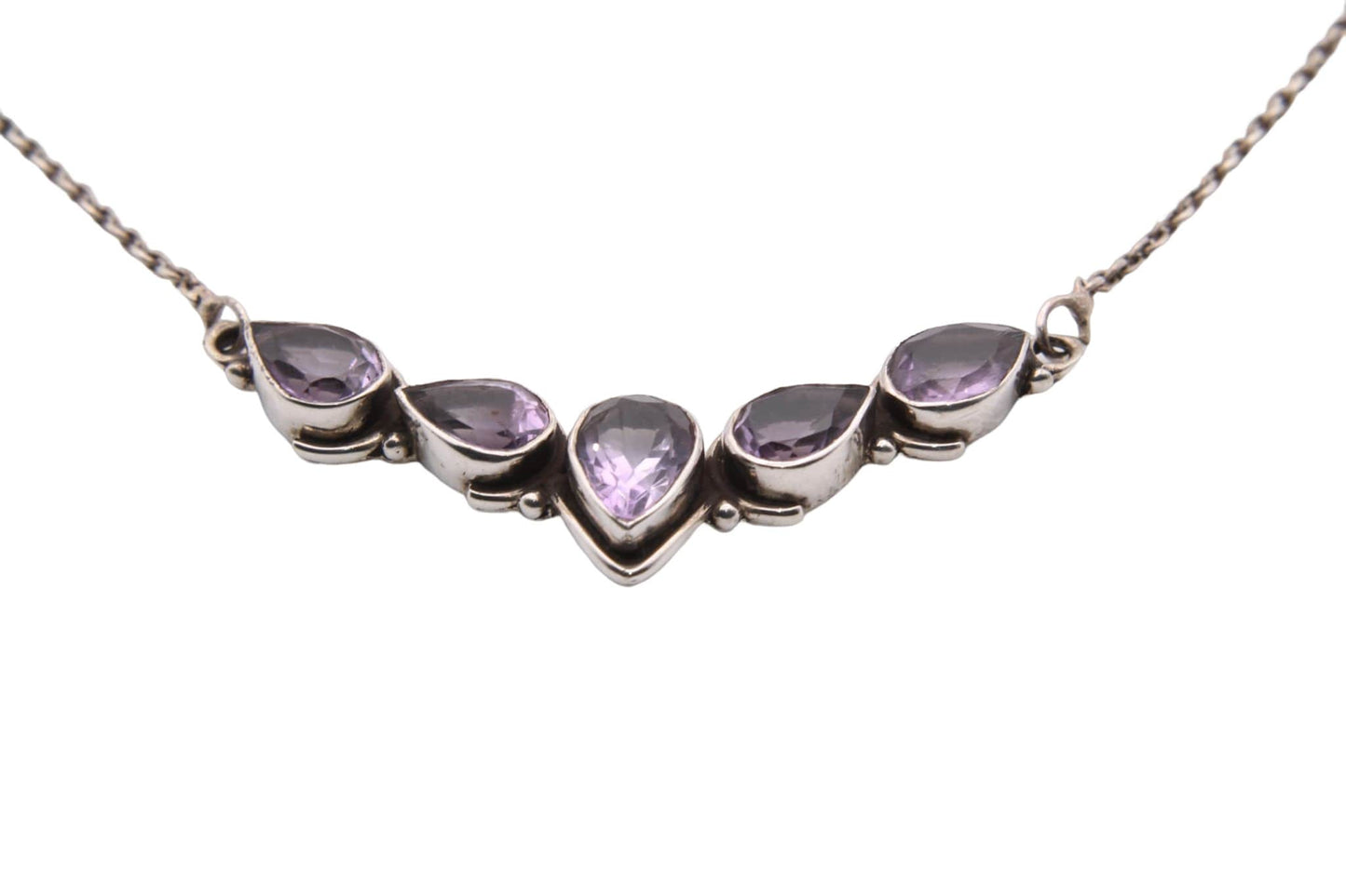 Vintage Sterling Silver Amethyst Necklace