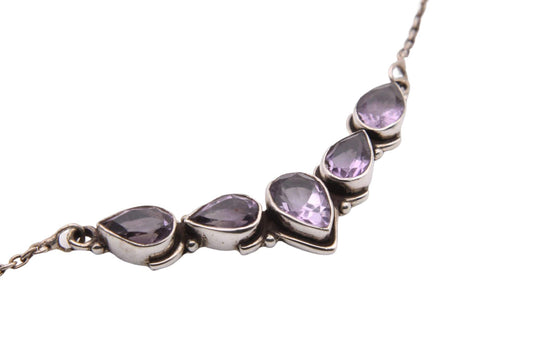 Vintage Sterling Silver Amethyst Necklace