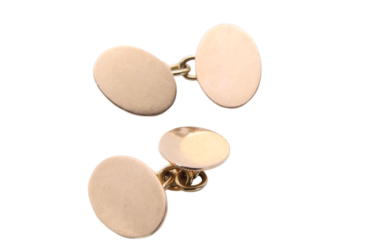 Antique Edwardian 15ct Gold Oval Cufflinks, 1909