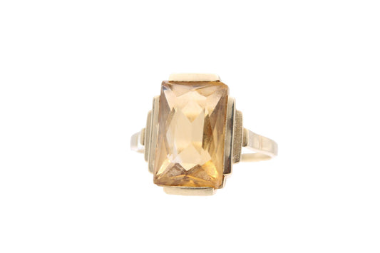 Art Deco 14ct Gold Citrine Cocktail Ring