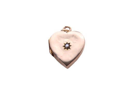 Antique 9ct Gold Pearl Heart Locket