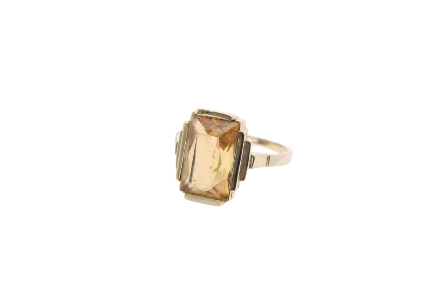 Art Deco 14ct Gold Citrine Cocktail Ring