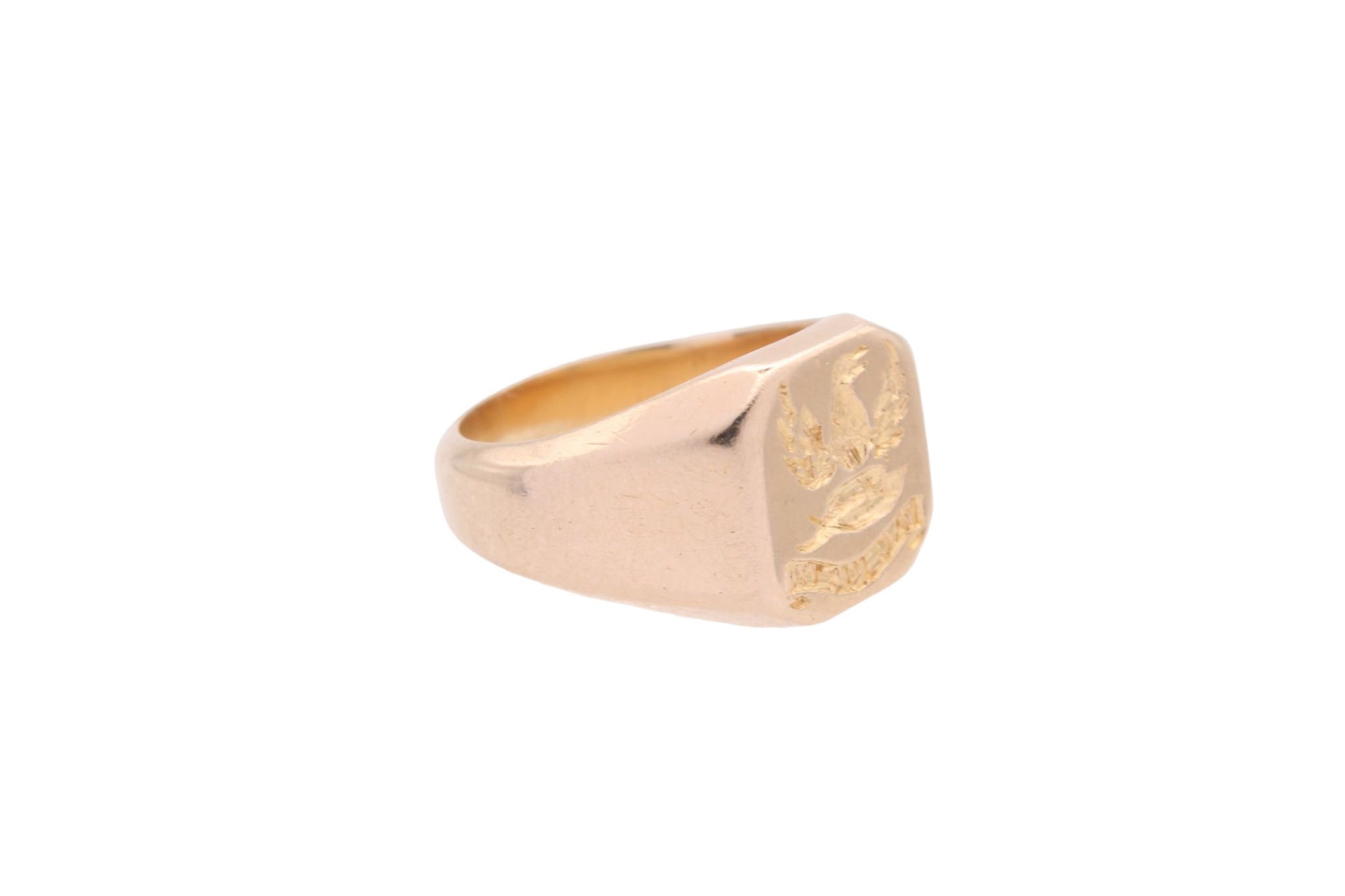 antique-18ct-gold-intaglio-signet-ring-demi-eagle-crest-15g