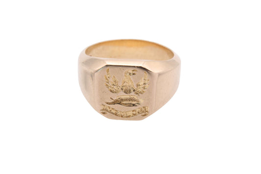 antique-18ct-gold-intaglio-signet-ring-demi-eagle-crest-15g