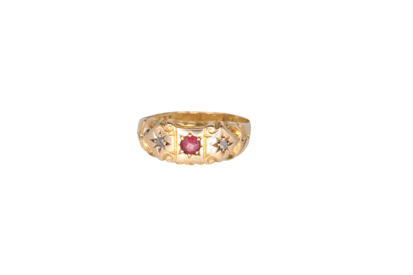 antique-18ct-gold-diamond-ruby-gypsy-ring