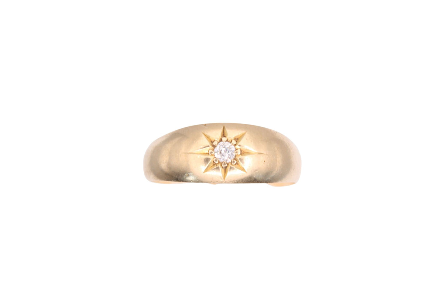 Antique Edwardian 18ct Gold & Diamond Gypsy Ring - 1908