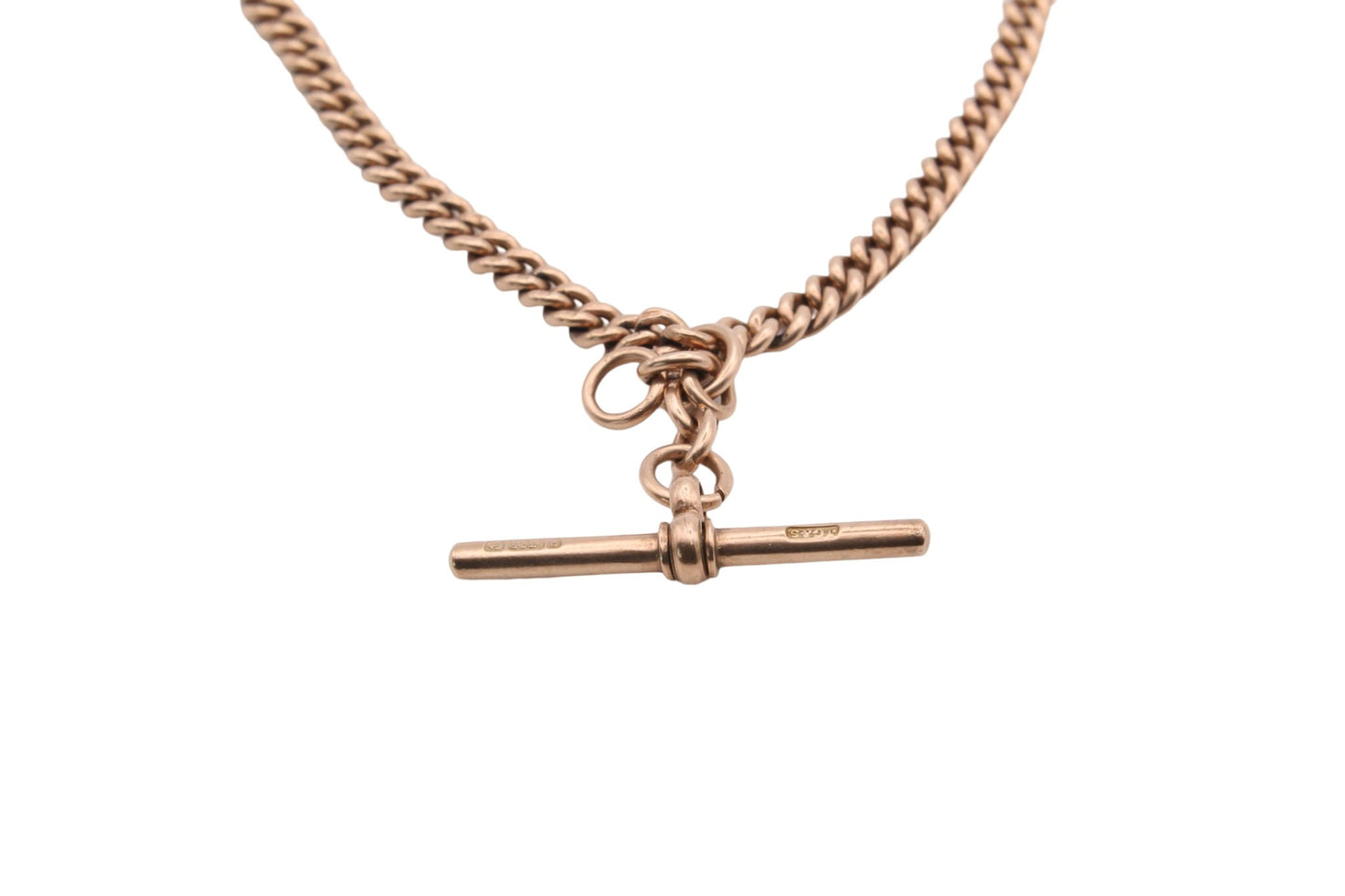Antique 9ct Rose Gold Double Albert T-Bar Necklace Chain, 31.2g