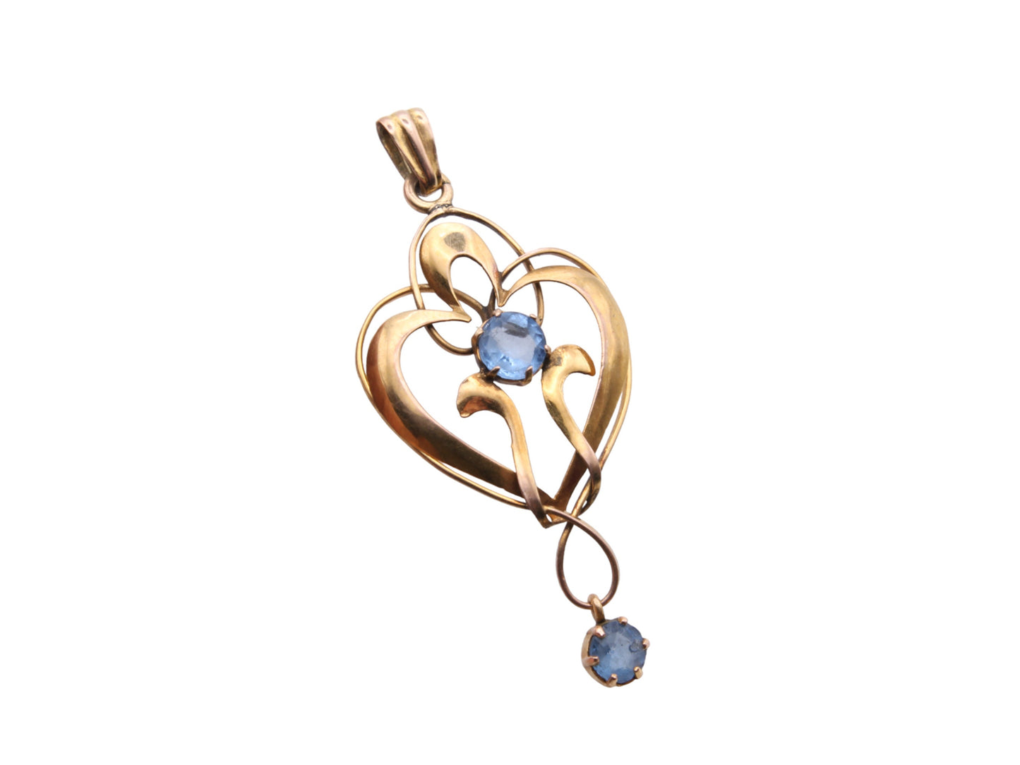 Antique Edwardian 9ct Gold & Blue Paste Pendant