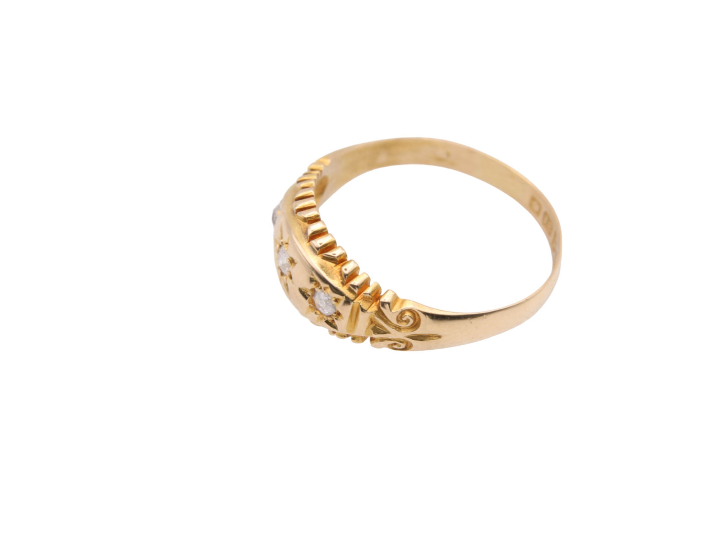 Antique Edwardian 18ct Gold & Diamond Gypsy Ring - 1905