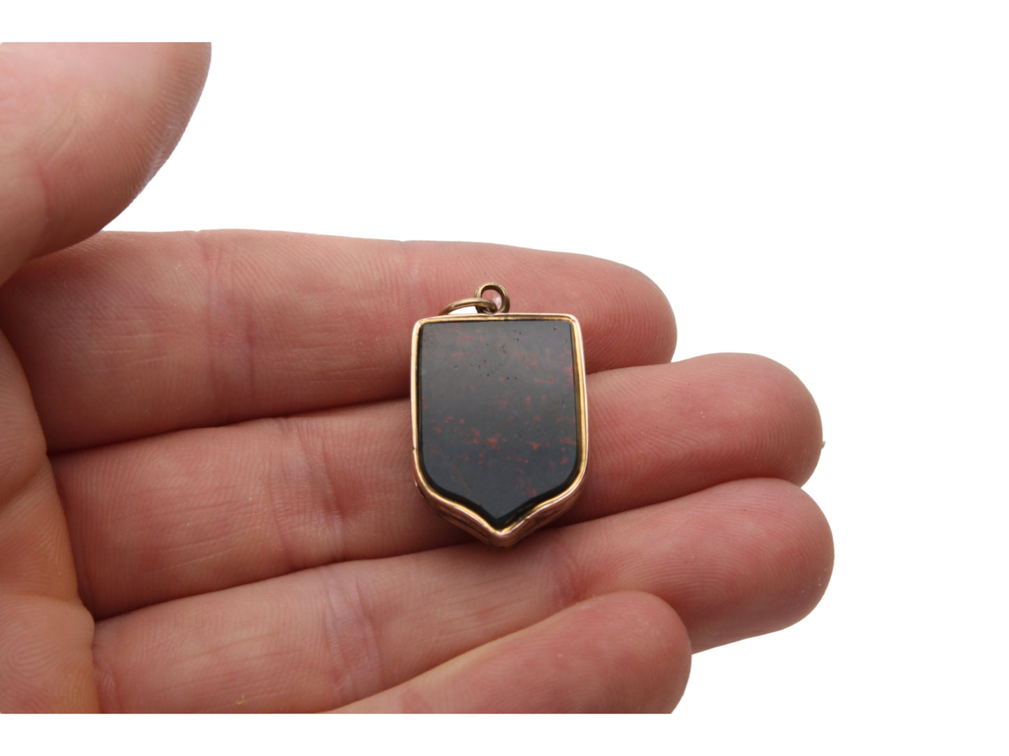 Antique Victorian 9ct Gold & Bloodstone Shield Shaped Locket