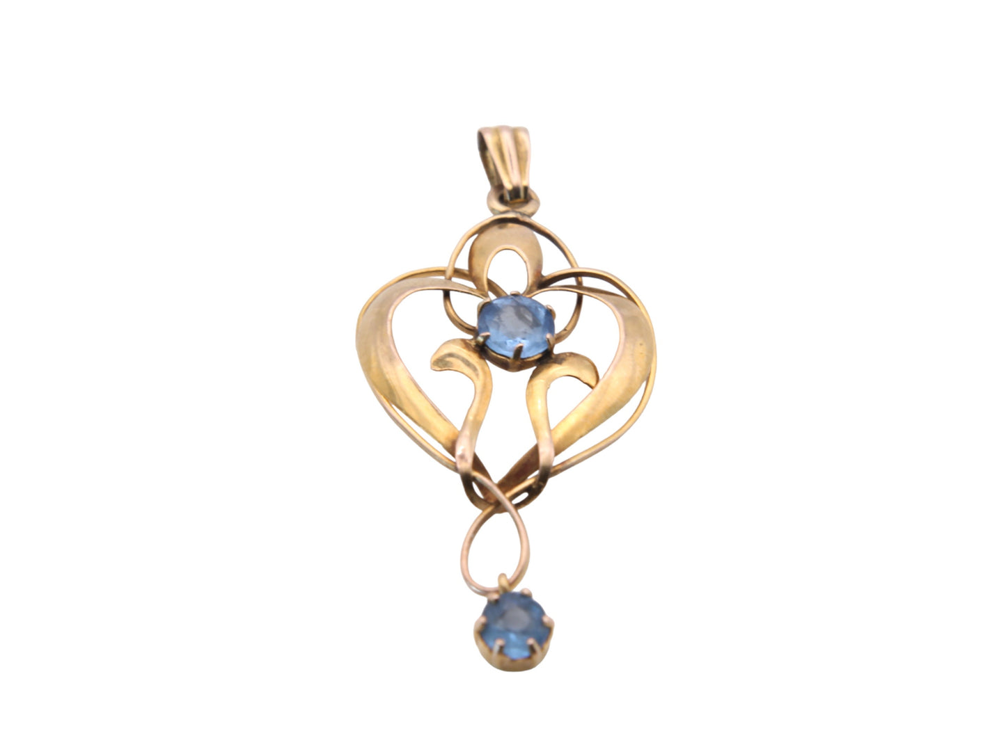 Antique Edwardian 9ct Gold & Blue Paste Pendant