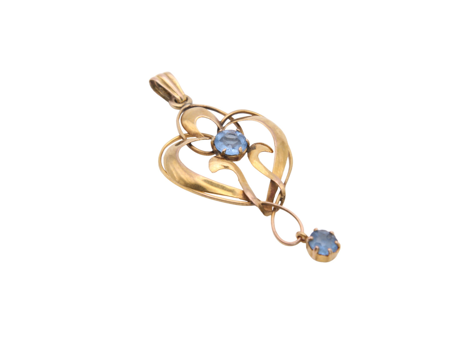 Antique Edwardian 9ct Gold & Blue Paste Pendant