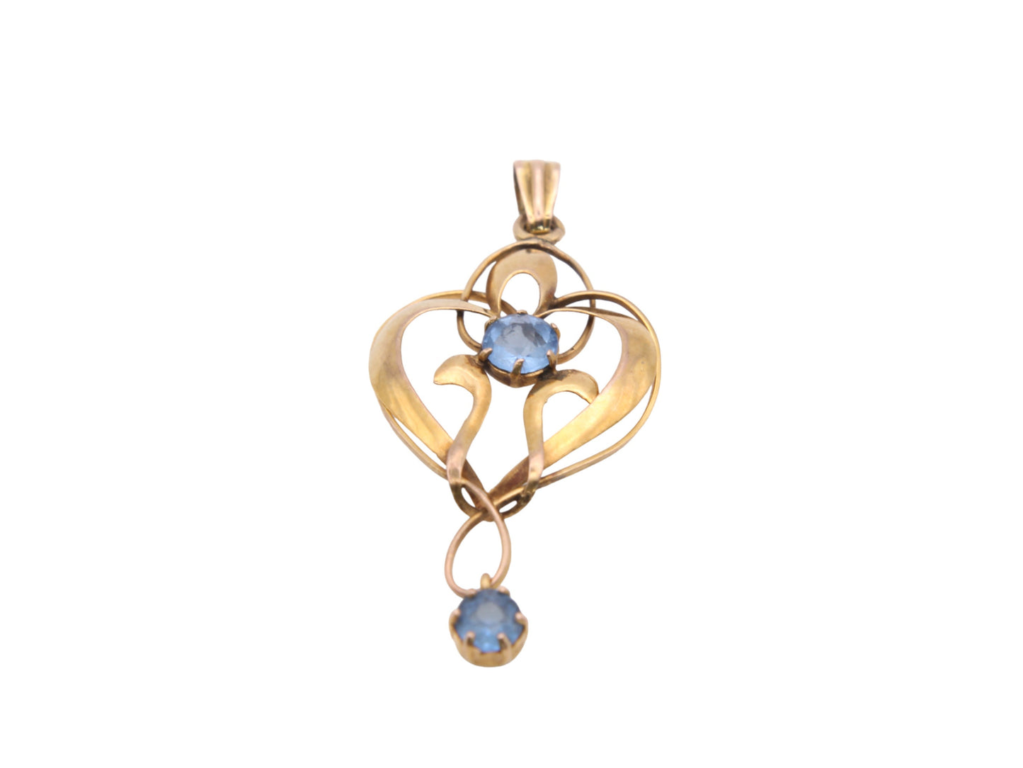 Antique Edwardian 9ct Gold & Blue Paste Pendant