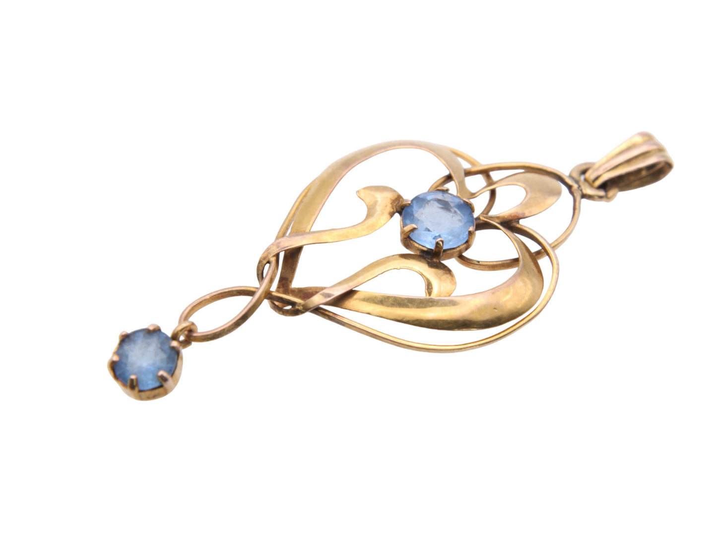 Antique Edwardian 9ct Gold & Blue Paste Pendant