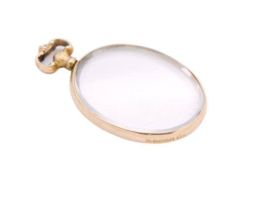 Antique 9ct Gold Oval Open Face Locket Pendant - 1906