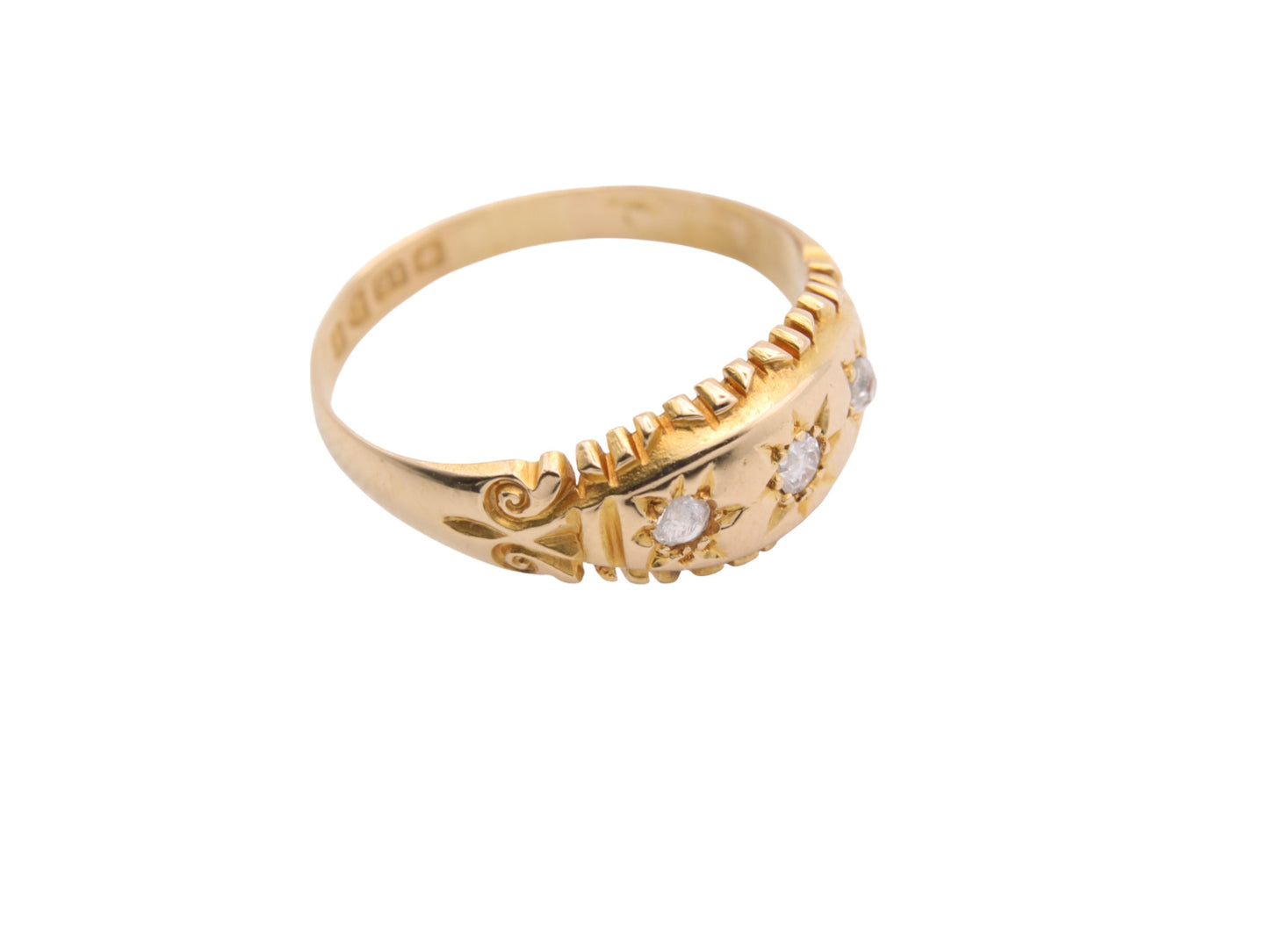 Antique Edwardian 18ct Gold & Diamond Gypsy Ring - 1905