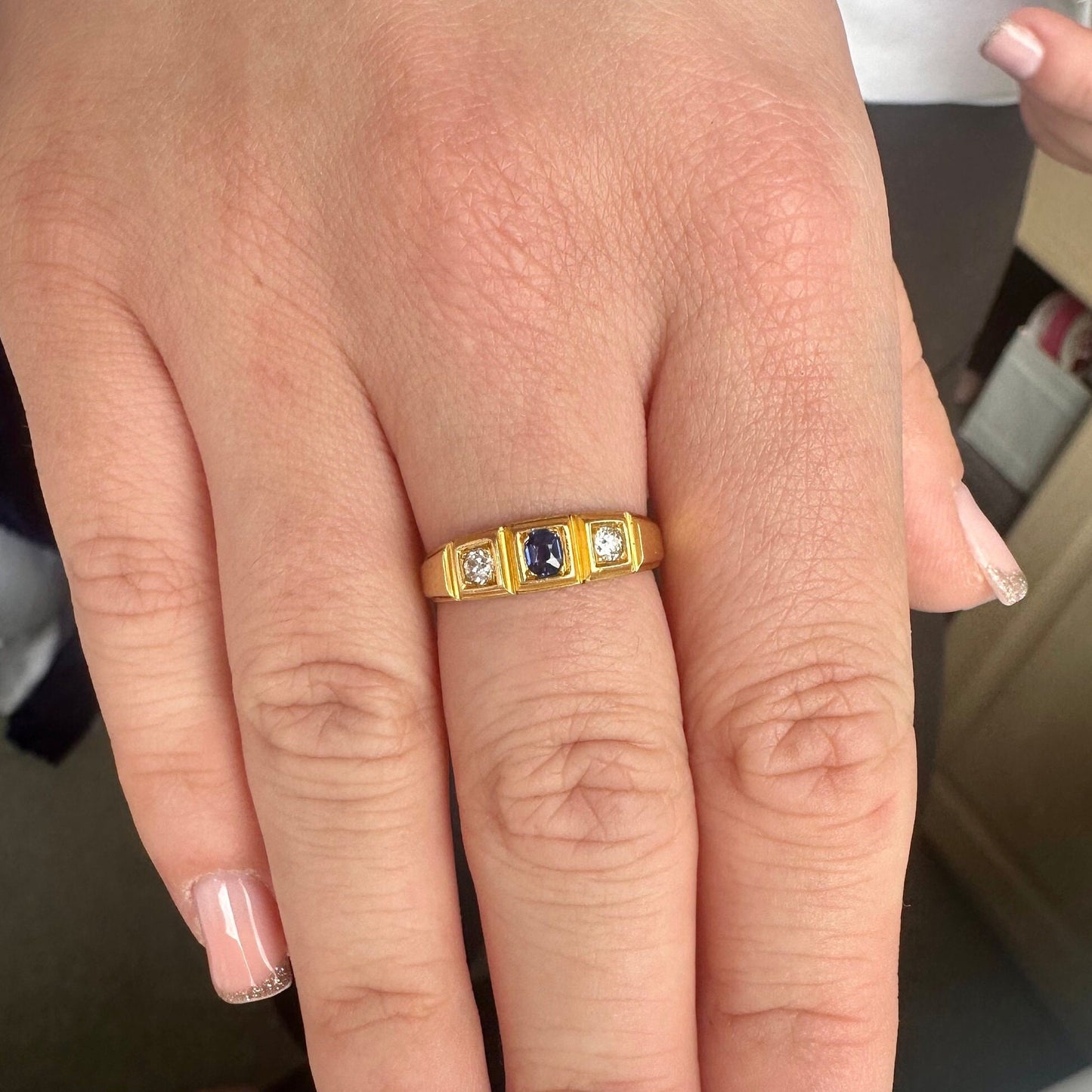 antique-victorian-18ct-gold-diamond-sapphire-gypsy-ring-1892