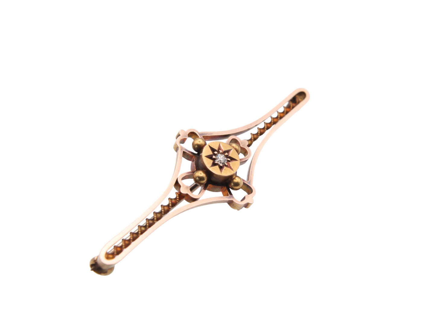 Art Deco 15ct Gold, Platinum And Diamond Daisy Cluster Bar Brooch