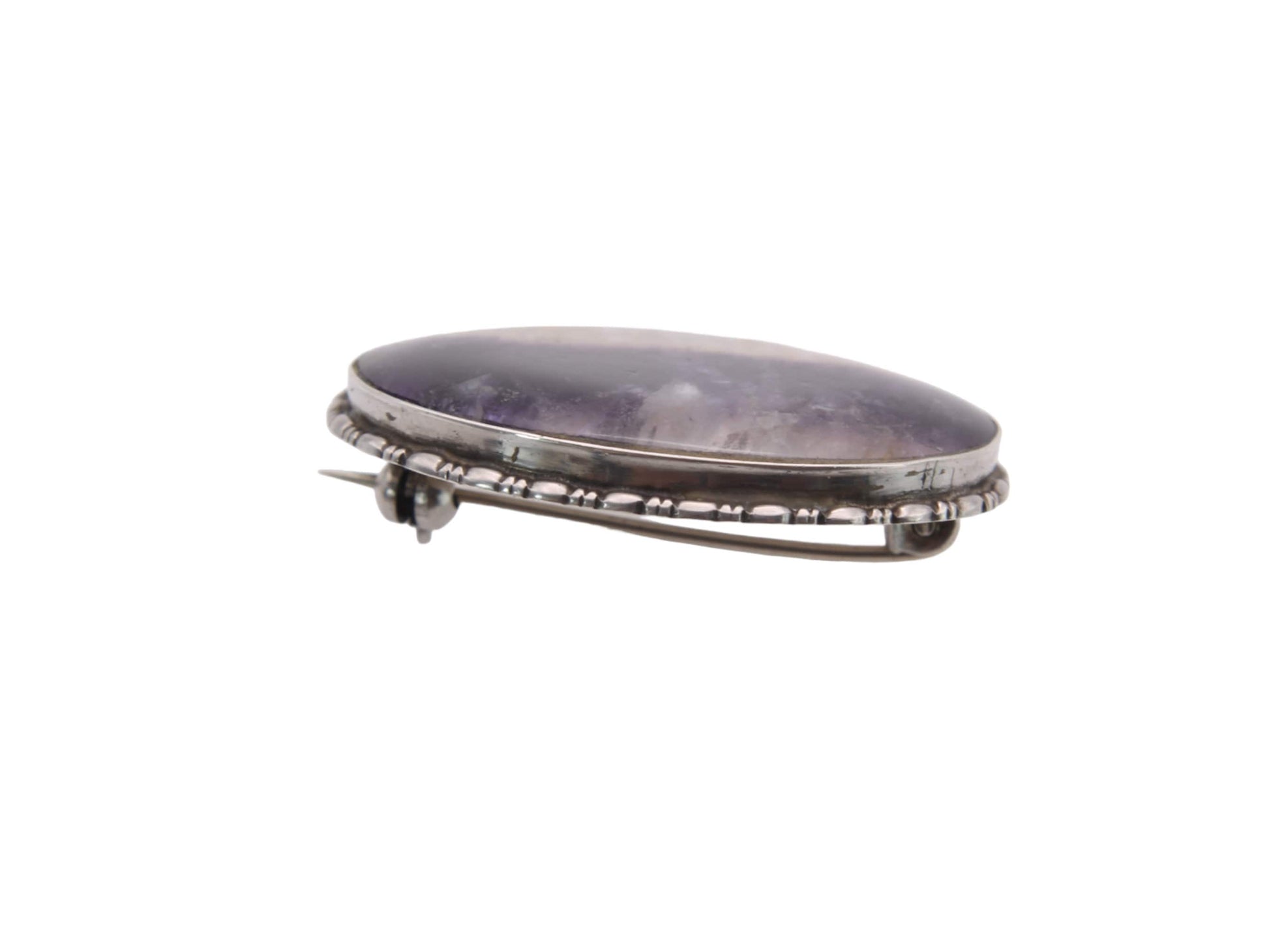 Antique-Art-Deco-Sterling-Silver-Large-Blue-John-Brooch
