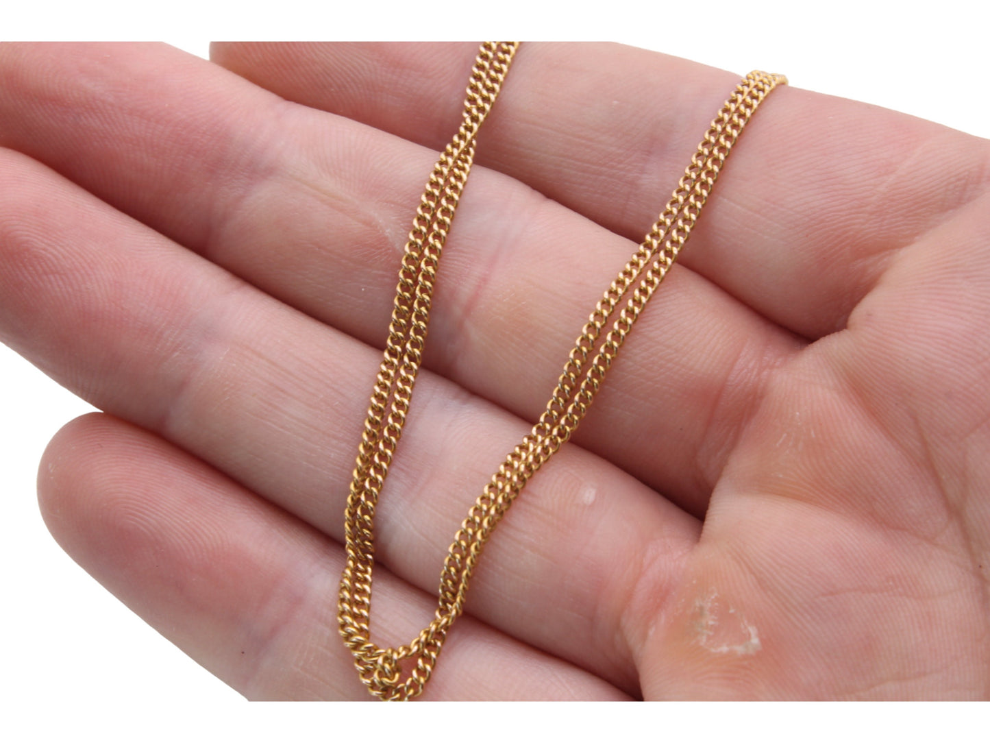 Antique 15ct Gold Necklace Curb Link Chain, 19"